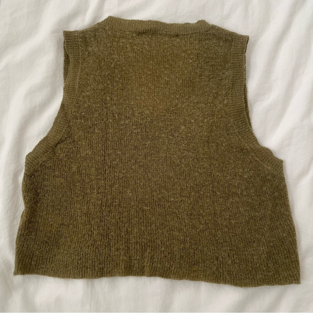 Zara Olive Green Knit Vest - Picture 2 of 7